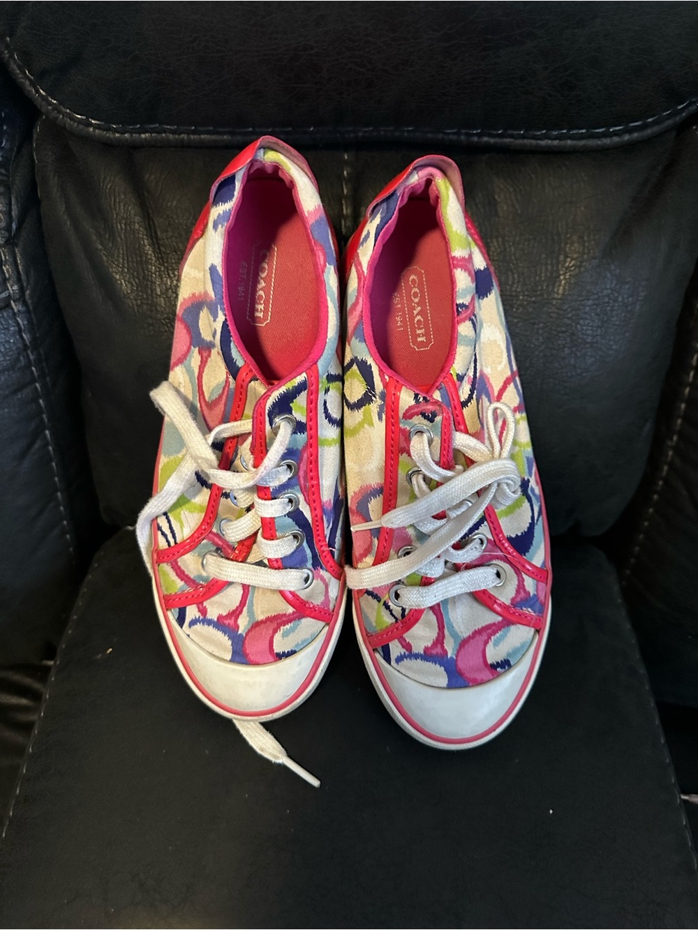 Coach Kids Multi-Color Signature Canvas Lace-Up Sneakers